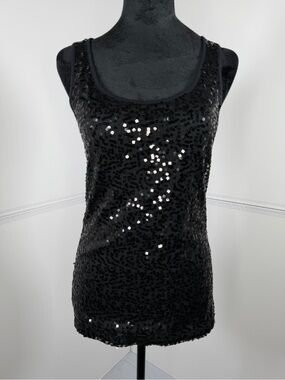 Charlotte Russe Black Sequin Tank Top Size Medium